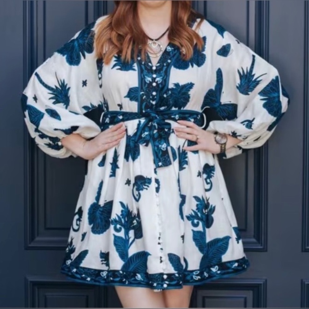 Banana Republic Linen Butterfly Mini Dress NWT
